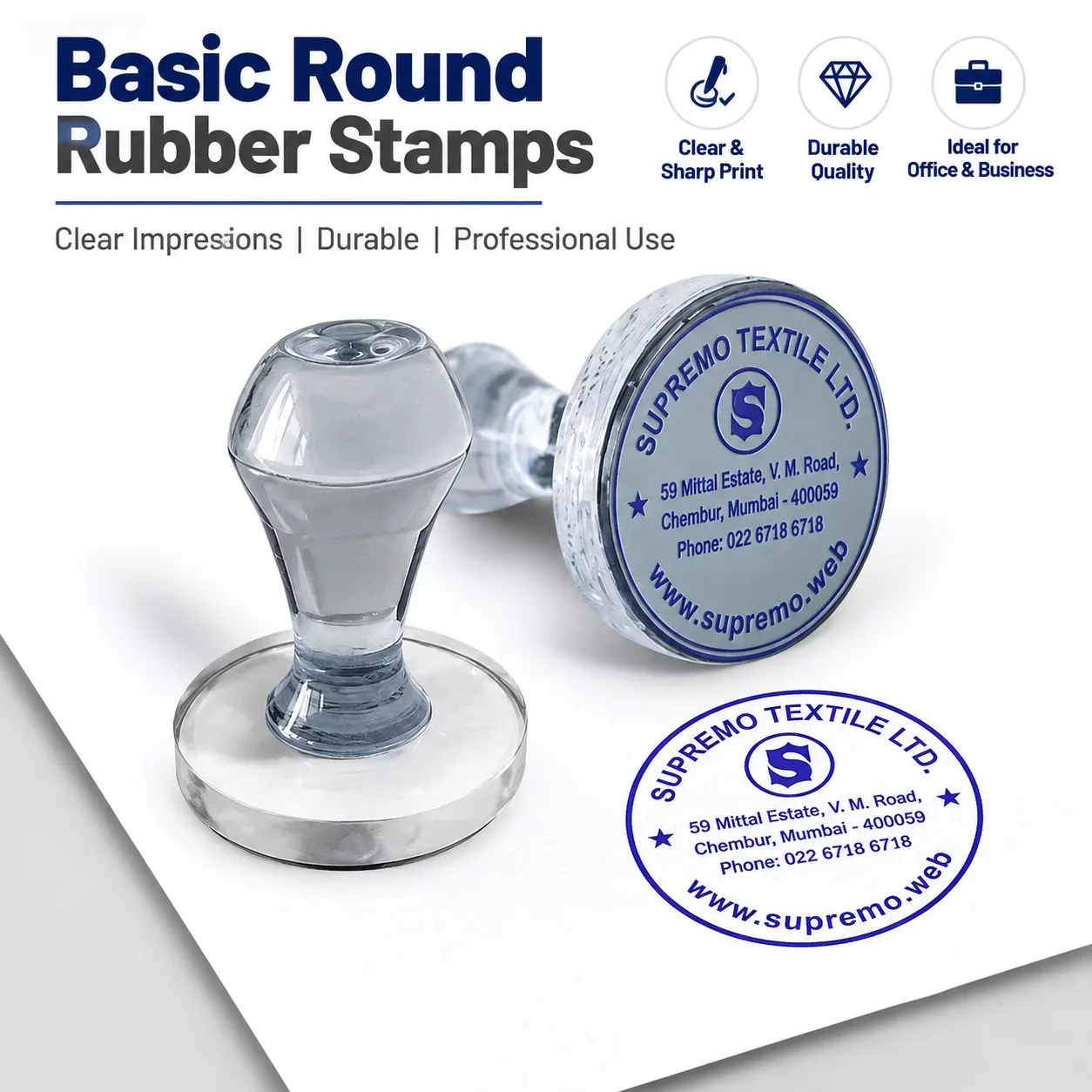 Custom Basic Round Rubber Stamp â€“ 30 Ã— 30 mm